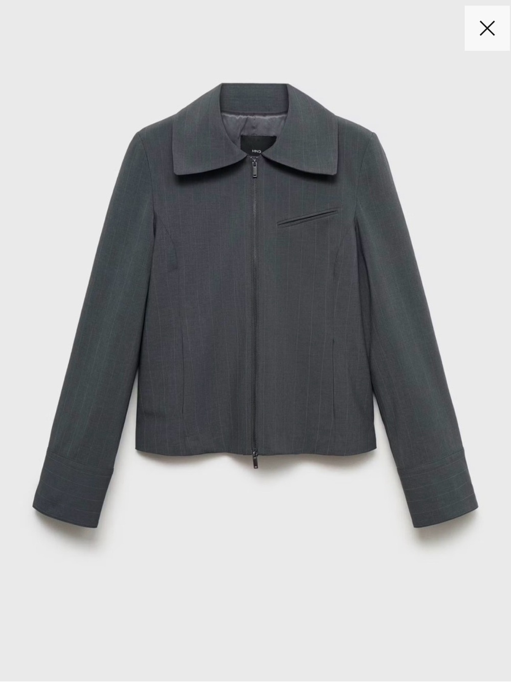 MANGO Women's Charcoal Zip-Front Blazer Jacket NWT